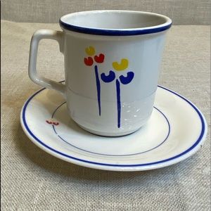 Rica designs coffee tea cup and saucer tulip print.